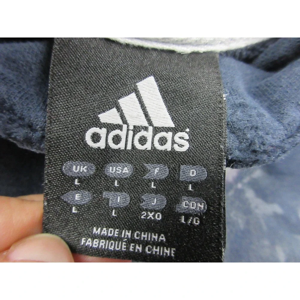 Adidas Sweatshirt Mens Large Blue 1/4 Zip Mock Neck Fleece Pullover Bleach Dye